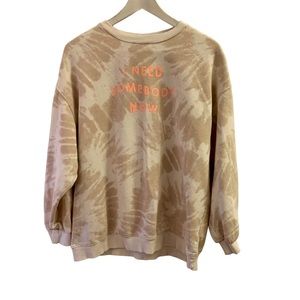 Shawn Mendes Tie Dye Sweatshirt Women Size Medium Tan Crew Neck Pullover Casual